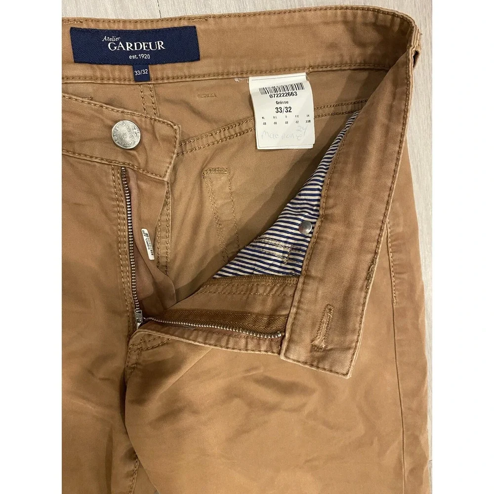Atelier Gardeur Brown Mens Pants Chino‎ Trousers Slacks Size 33x32 1920 *Flaws*